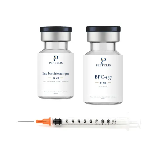 Kit BPC-157 5 mg + 10 ml eau BAC + 10 seringues, Kit (flacon + accessoires)